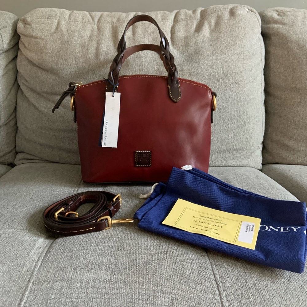 Dooney & Bourke Florentine Leather Small Heidi Satchel- Bordeaux